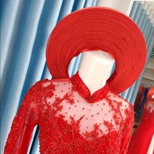 Headpiece for Vietnamese Ao Dai in Red - Khăn Đống